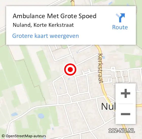 Locatie op kaart van de 112 melding: Ambulance Met Grote Spoed Naar Nuland, Korte Kerkstraat op 21 september 2019 23:47