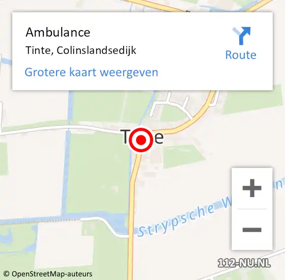 Locatie op kaart van de 112 melding: Ambulance Tinte, Colinslandsedijk op 14 april 2014 14:39