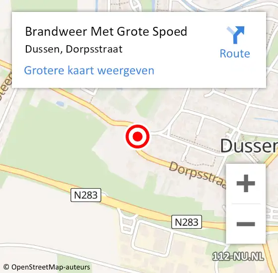 Locatie op kaart van de 112 melding: Brandweer Met Grote Spoed Naar Dussen, Dorpsstraat op 21 september 2019 23:58
