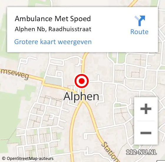 Locatie op kaart van de 112 melding: Ambulance Met Spoed Naar Alphen Nb, Raadhuisstraat op 22 september 2019 00:49