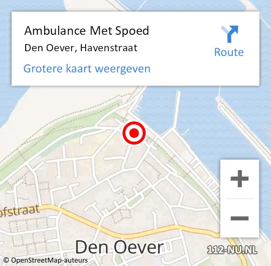 Locatie op kaart van de 112 melding: Ambulance Met Spoed Naar Den Oever, Havenstraat op 22 september 2019 01:58