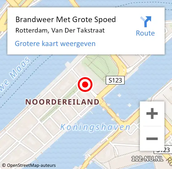 Locatie op kaart van de 112 melding: Brandweer Met Grote Spoed Naar Rotterdam, Van Der Takstraat op 22 september 2019 02:24