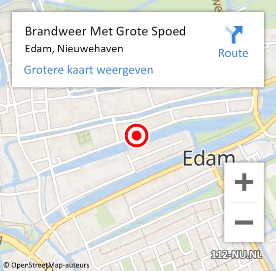 Locatie op kaart van de 112 melding: Brandweer Met Grote Spoed Naar Edam, Nieuwehaven op 22 september 2019 02:44