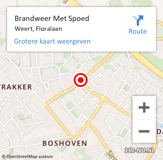 Locatie op kaart van de 112 melding: Brandweer Met Spoed Naar Weert, Floralaan op 22 september 2019 03:23