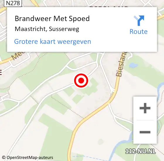 Locatie op kaart van de 112 melding: Brandweer Met Spoed Naar Maastricht, Susserweg op 22 september 2019 05:38