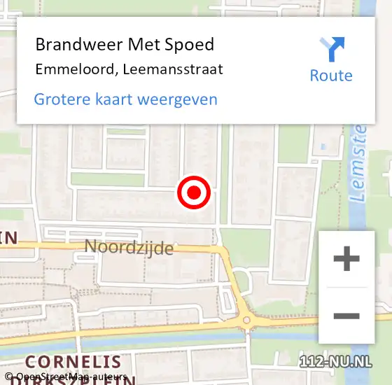 Locatie op kaart van de 112 melding: Brandweer Met Spoed Naar Emmeloord, Leemansstraat op 14 april 2014 14:59