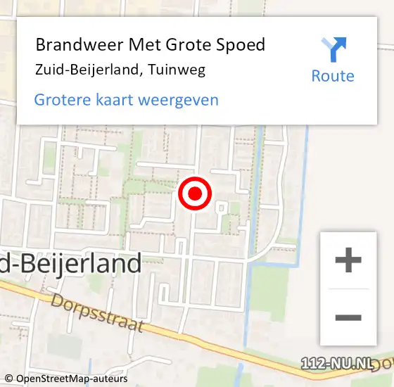 Locatie op kaart van de 112 melding: Brandweer Met Grote Spoed Naar Zuid-Beijerland, Tuinweg op 22 september 2019 08:41