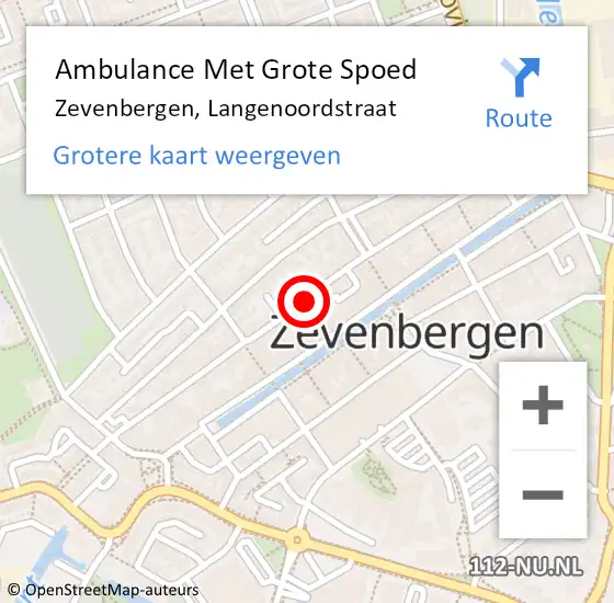 Locatie op kaart van de 112 melding: Ambulance Met Grote Spoed Naar Zevenbergen, Langenoordstraat op 22 september 2019 09:38