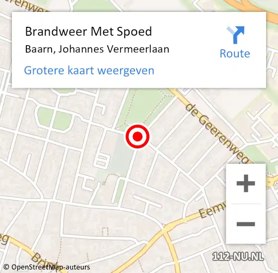 Locatie op kaart van de 112 melding: Brandweer Met Spoed Naar Baarn, Johannes Vermeerlaan op 22 september 2019 10:03