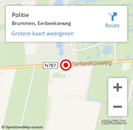 Locatie op kaart van de 112 melding: Politie Brummen, Eerbeekseweg op 22 september 2019 11:28