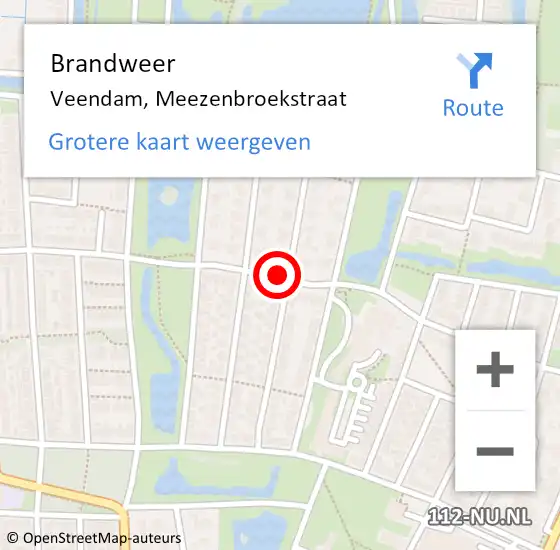 Locatie op kaart van de 112 melding: Brandweer Veendam, Meezenbroekstraat op 22 september 2019 11:43