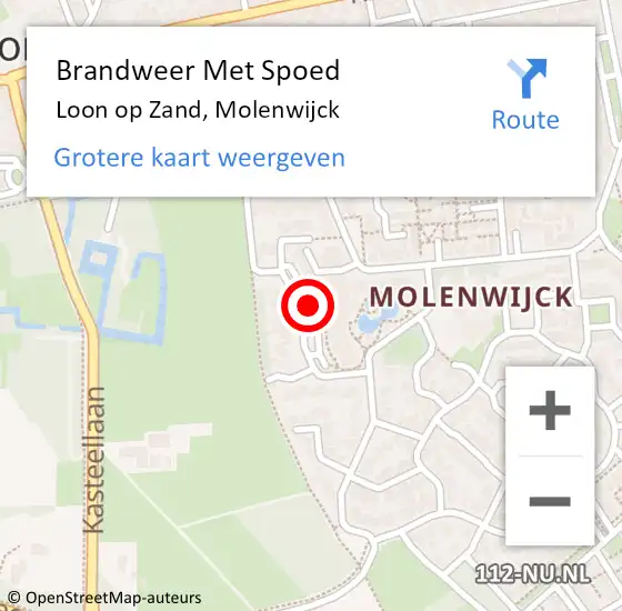 Locatie op kaart van de 112 melding: Brandweer Met Spoed Naar Loon op Zand, Molenwijck op 22 september 2019 12:45
