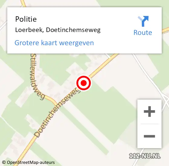 Locatie op kaart van de 112 melding: Politie Loerbeek, Doetinchemseweg op 22 september 2019 13:08