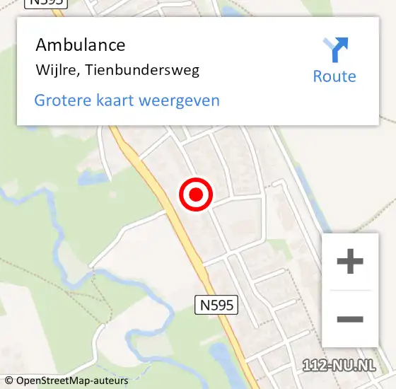 Locatie op kaart van de 112 melding: Ambulance Wijlre, Tienbundersweg op 14 april 2014 15:19