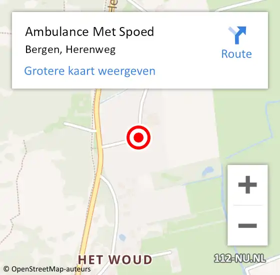 Locatie op kaart van de 112 melding: Ambulance Met Spoed Naar Bergen, Herenweg op 22 september 2019 13:38