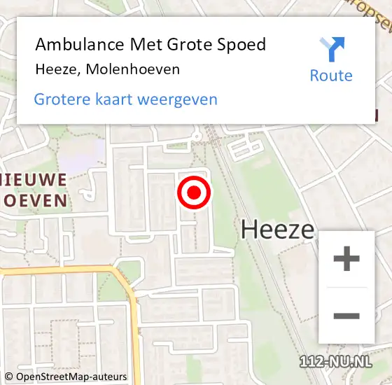 Locatie op kaart van de 112 melding: Ambulance Met Grote Spoed Naar Heeze, Molenhoeven op 22 september 2019 13:41