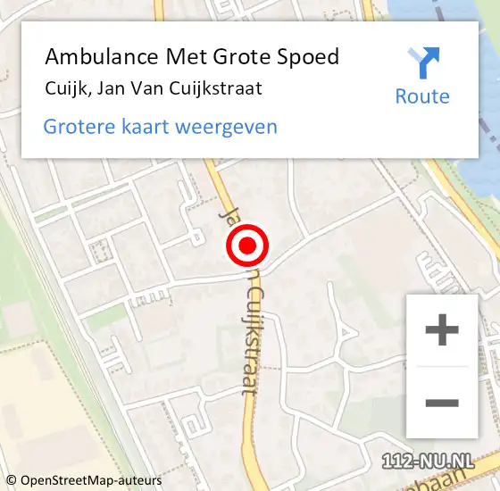 Locatie op kaart van de 112 melding: Ambulance Met Grote Spoed Naar Cuijk, Jan Van Cuijkstraat op 22 september 2019 15:15