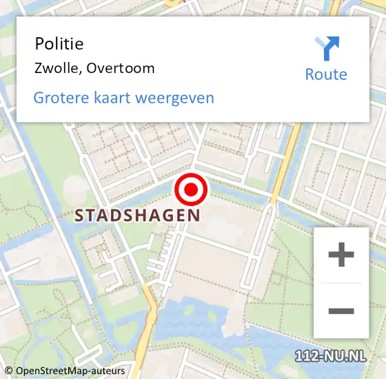 Locatie op kaart van de 112 melding: Politie Zwolle, Overtoom op 22 september 2019 15:23