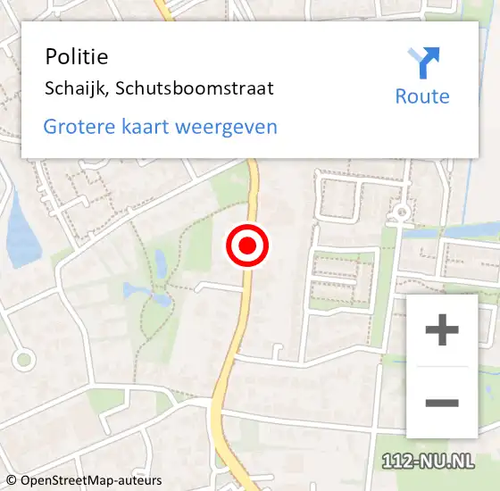 Locatie op kaart van de 112 melding: Politie Schaijk, Schutsboomstraat op 22 september 2019 15:37