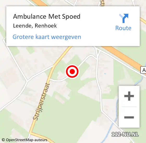 Locatie op kaart van de 112 melding: Ambulance Met Spoed Naar Leende, Renhoek op 22 september 2019 17:11