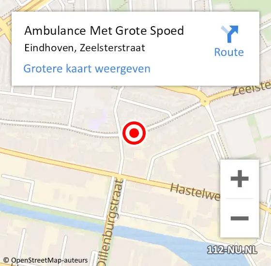 Locatie op kaart van de 112 melding: Ambulance Met Grote Spoed Naar Eindhoven, Zeelsterstraat op 22 september 2019 17:33