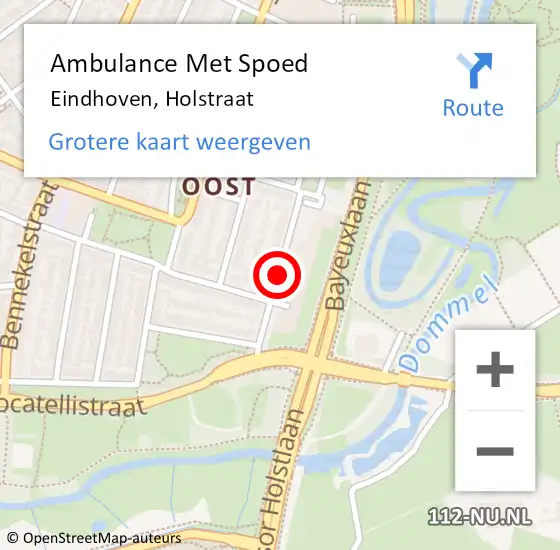 Locatie op kaart van de 112 melding: Ambulance Met Spoed Naar Eindhoven, Holstraat op 22 september 2019 18:43