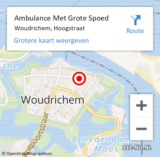 Locatie op kaart van de 112 melding: Ambulance Met Grote Spoed Naar Woudrichem, Hoogstraat op 22 september 2019 19:08