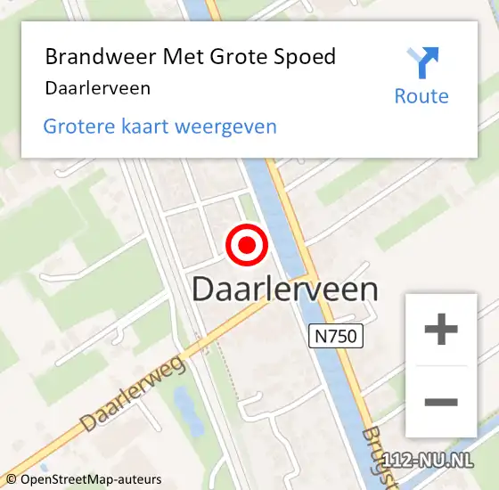 Locatie op kaart van de 112 melding: Brandweer Met Grote Spoed Naar Daarlerveen op 22 september 2019 19:18