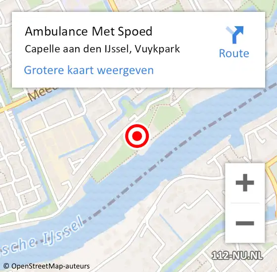 Locatie op kaart van de 112 melding: Ambulance Met Spoed Naar Capelle aan den IJssel, Vuykpark op 22 september 2019 19:21