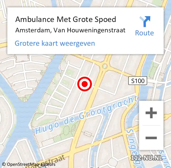 Locatie op kaart van de 112 melding: Ambulance Met Grote Spoed Naar Amsterdam, Van Houweningenstraat op 22 september 2019 19:47