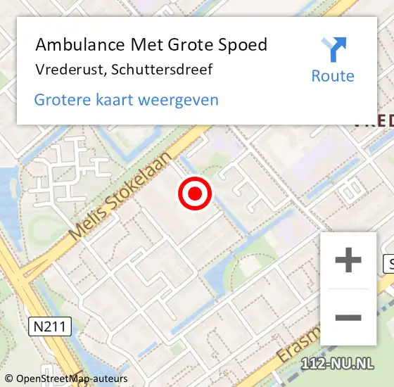 Locatie op kaart van de 112 melding: Ambulance Met Grote Spoed Naar Vrederust, Schuttersdreef op 22 september 2019 19:57