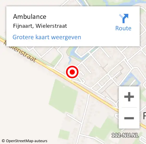 Locatie op kaart van de 112 melding: Ambulance Fijnaart, Wielerstraat op 22 september 2019 20:51