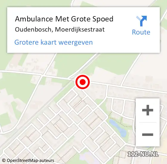 Locatie op kaart van de 112 melding: Ambulance Met Grote Spoed Naar Oudenbosch, Moerdijksestraat op 22 september 2019 21:18