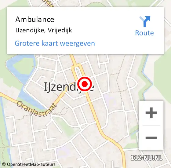 Locatie op kaart van de 112 melding: Ambulance IJzendijke, Vrijedijk op 14 april 2014 16:01
