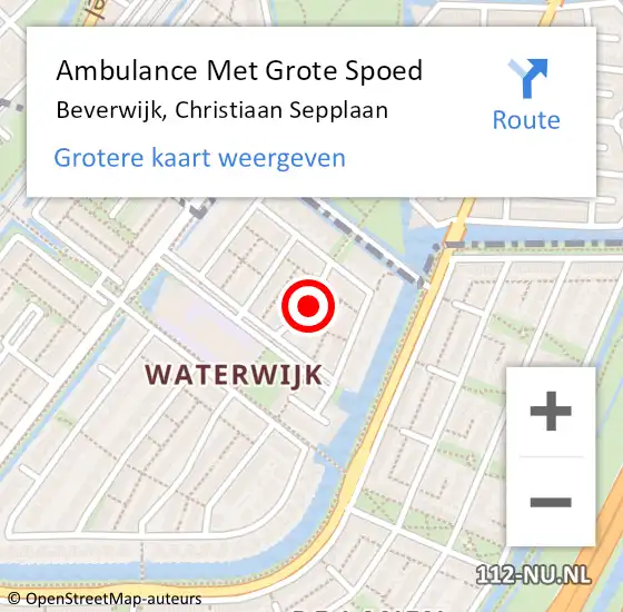 Locatie op kaart van de 112 melding: Ambulance Met Grote Spoed Naar Beverwijk, Christiaan Sepplaan op 22 september 2019 21:43