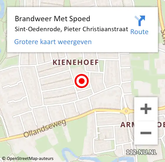 Locatie op kaart van de 112 melding: Brandweer Met Spoed Naar Sint-Oedenrode, Pieter Christiaanstraat op 22 september 2019 23:23