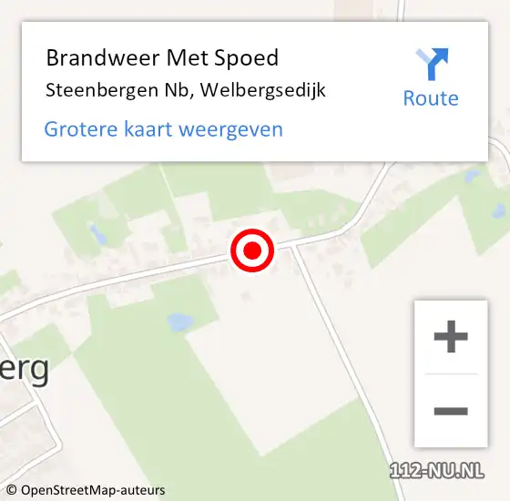 Locatie op kaart van de 112 melding: Brandweer Met Spoed Naar Steenbergen Nb, Welbergsedijk op 22 september 2019 23:27