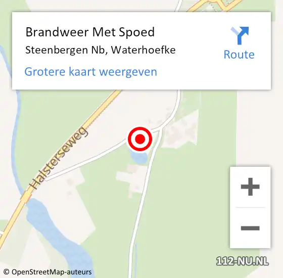 Locatie op kaart van de 112 melding: Brandweer Met Spoed Naar Steenbergen Nb, Waterhoefke op 22 september 2019 23:28