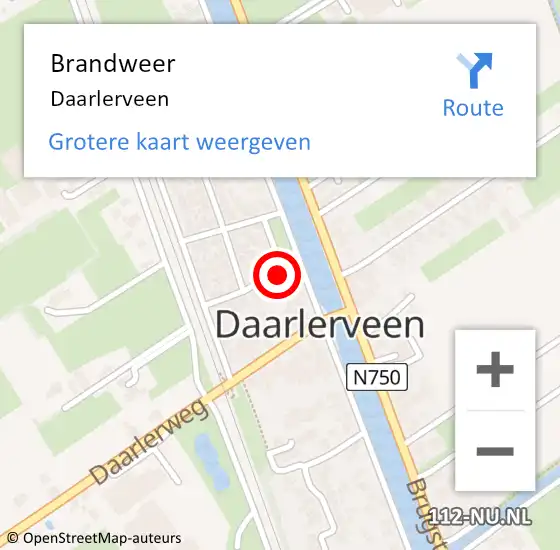 Locatie op kaart van de 112 melding: Brandweer Daarlerveen op 22 september 2019 23:34
