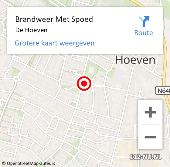 Locatie op kaart van de 112 melding: Brandweer Met Spoed Naar Hoeven, De Halderberg op 22 september 2019 23:56