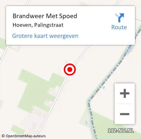 Locatie op kaart van de 112 melding: Brandweer Met Spoed Naar Hoeven, Palingstraat op 22 september 2019 23:57