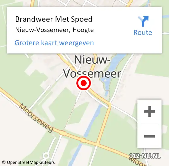 Locatie op kaart van de 112 melding: Brandweer Met Spoed Naar Nieuw-Vossemeer, Hoogte op 22 september 2019 23:58