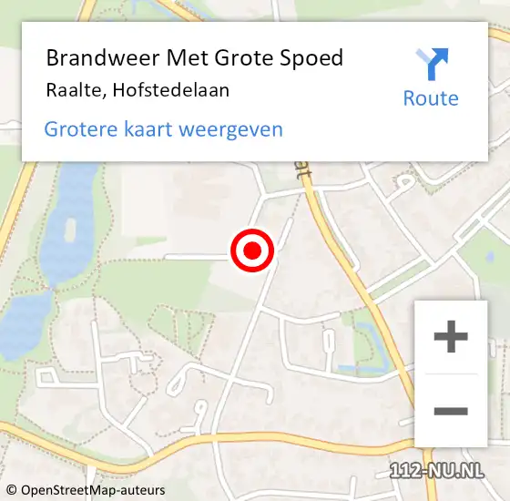 Locatie op kaart van de 112 melding: Brandweer Met Grote Spoed Naar Raalte, Hofstedelaan op 14 april 2014 16:13