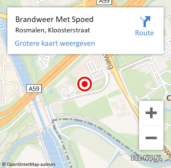 Locatie op kaart van de 112 melding: Brandweer Met Spoed Naar Rosmalen, Kloosterstraat op 23 september 2019 01:59