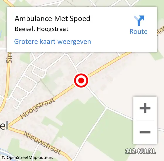 Locatie op kaart van de 112 melding: Ambulance Met Spoed Naar Beesel, Hoogstraat op 23 september 2019 04:51