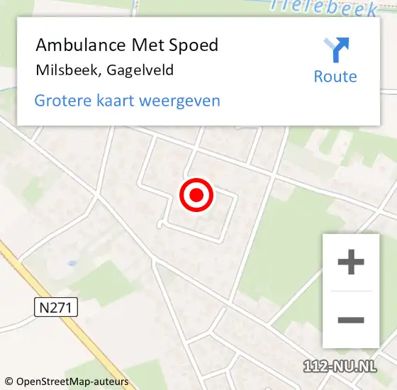 Locatie op kaart van de 112 melding: Ambulance Met Spoed Naar Milsbeek, Gagelveld op 23 september 2019 05:44