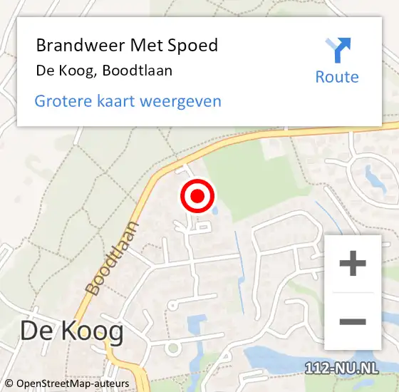 Locatie op kaart van de 112 melding: Brandweer Met Spoed Naar De Koog, Boodtlaan op 23 september 2019 06:40