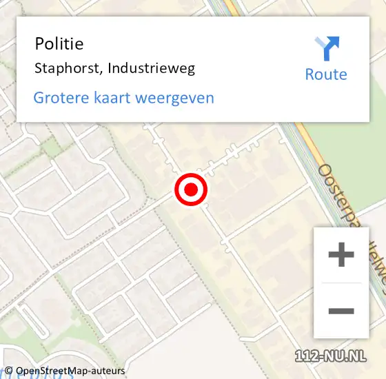 Locatie op kaart van de 112 melding: Politie Staphorst, Industrieweg op 23 september 2019 07:50