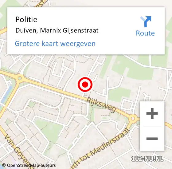 Locatie op kaart van de 112 melding: Politie Duiven, Marnix Gijsenstraat op 14 april 2014 16:28