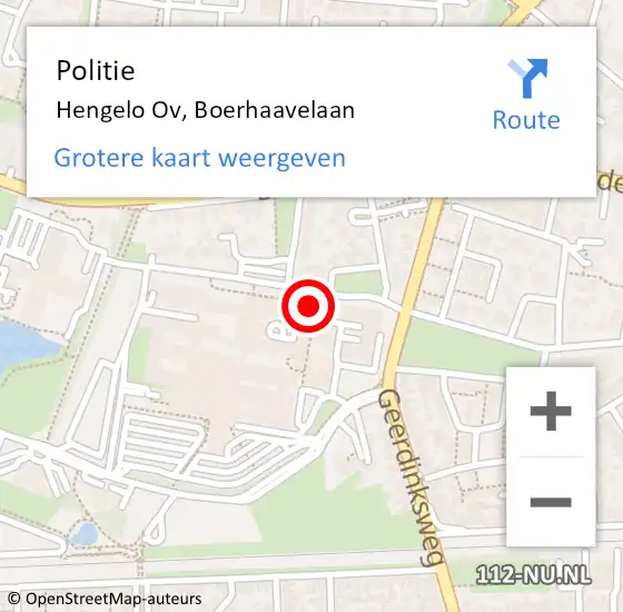 Locatie op kaart van de 112 melding: Politie Hengelo Ov, Boerhaavelaan op 23 september 2019 07:58